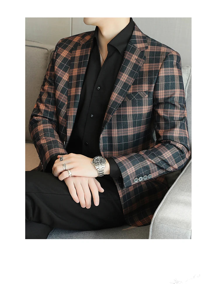 2024 New High-end Men's Two-button Suit Fashion Matching Handsome Casual Dating Slim Suit Single West Coat  Gucci Blazer Men