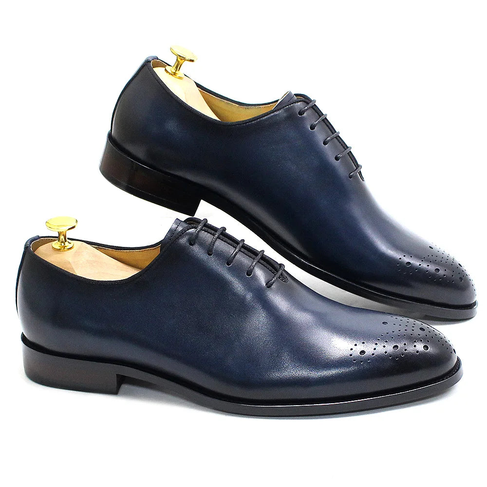 Italienische Herren-Business-Schuhe Echtes Leder Handgefertigt Klassische Whole-Cut Oxford Schnürschuhe für Herren