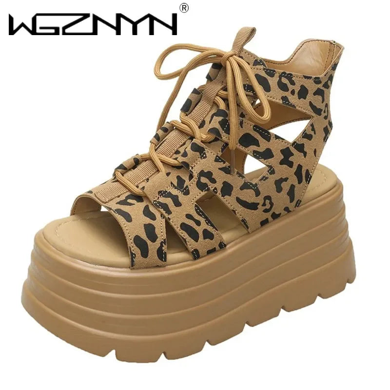 Luxury NEW Summer Sandals 8CM Wedge Heels Sneakers Women Beach Flip Flop High Platform Casual Sandals Breathable Walking Shoes
