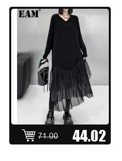[EAM] Loose Fit Black Pu Leather Mesh Elegant Jacket New Lapel Long Sleeve Women Coat Fashion Tide Spring Autumn  17A8517