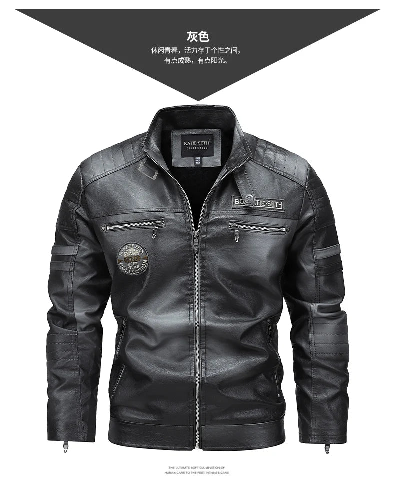 Men's Autumn Winter Men High Quality Fashion Coat Leather Jacket Motorcycle Style Male Casual Jackets For Warm Overcoat US Size
