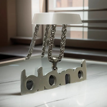 Hip Hop Stainless Steel Letter Necklace Titanium Steel Fashion Men's and Women's Sweater Chain Jewelry Accessories Collection
