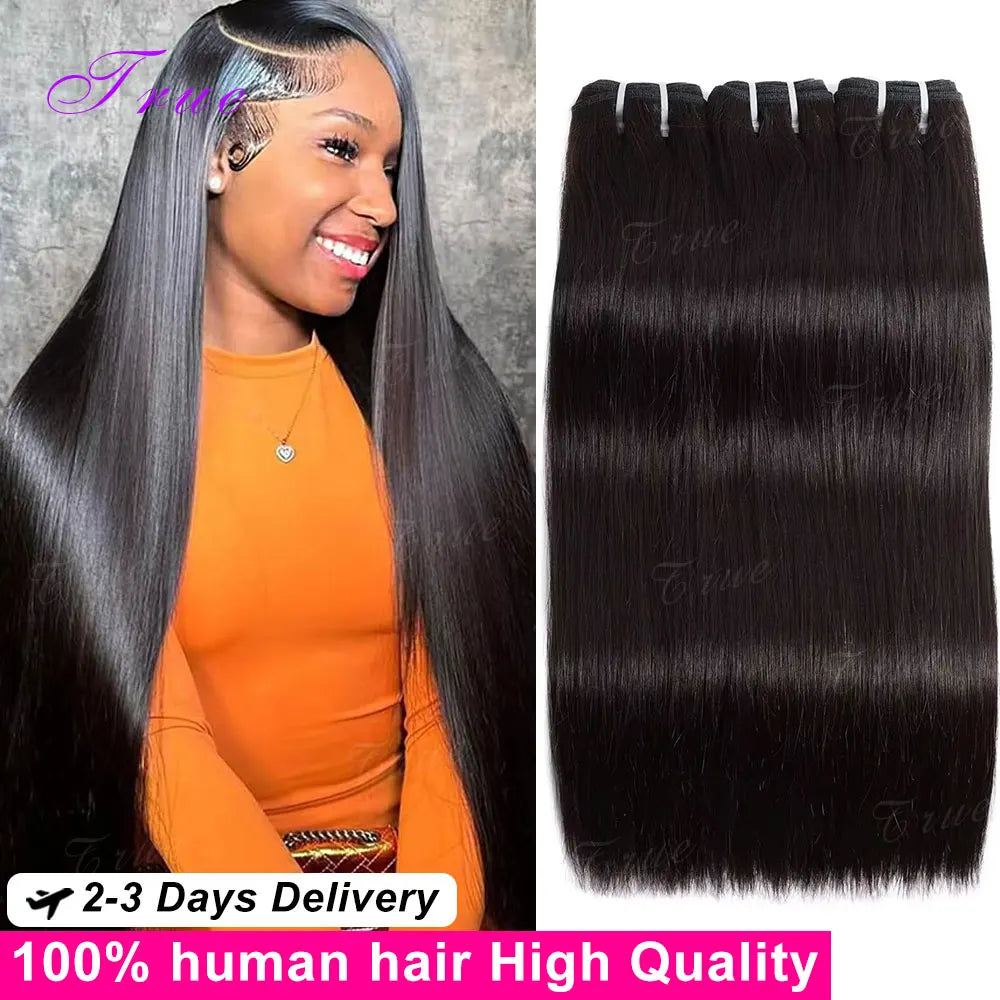 16A Straight Human Hair Bundles Brazilian Real Remy Weave Hair 3 4 5 Pcs 100% Unprocessed Raw Hair Bundles Extensions Natural Black For Women