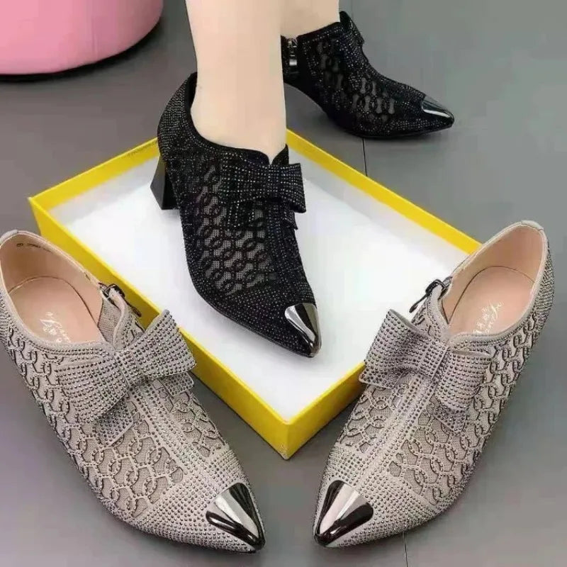 2026 New Women Shoes Exquisite Rhinestone Model Dance Shoes for Woman Fashion Hollow Out High Heels Designer Shoes Zapatos Mujer