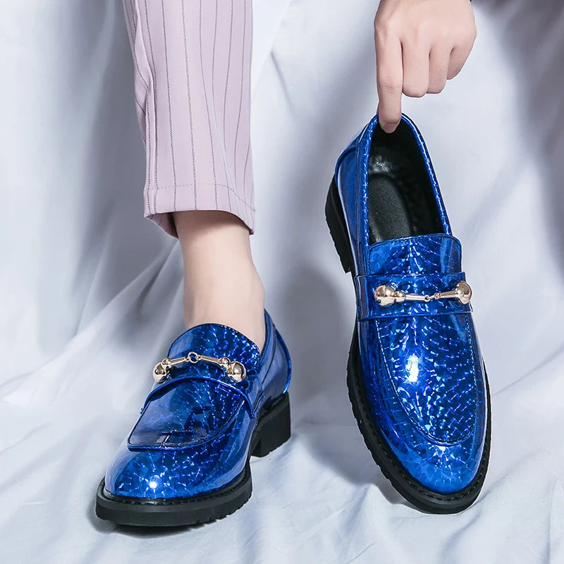 Patent Leather Fashion Men Party Loafers Prom Dress Casual Leather Shoes Men Slip-on Flat Shoes Luxury Shiny Designer Men Shoes