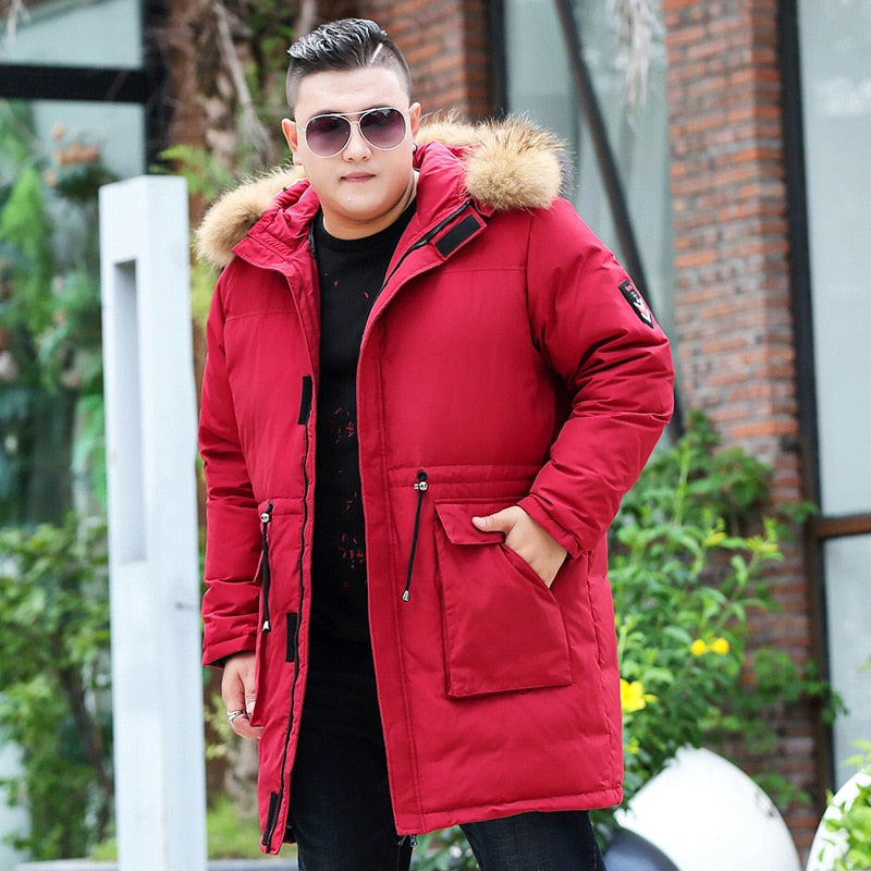 New Arrival Fashion Men Super Large Down Jacket Long Fur Collar Hooded Thicker, Warmer Coat Plus Size M-9XL 10XL 11XL 12X L13XL