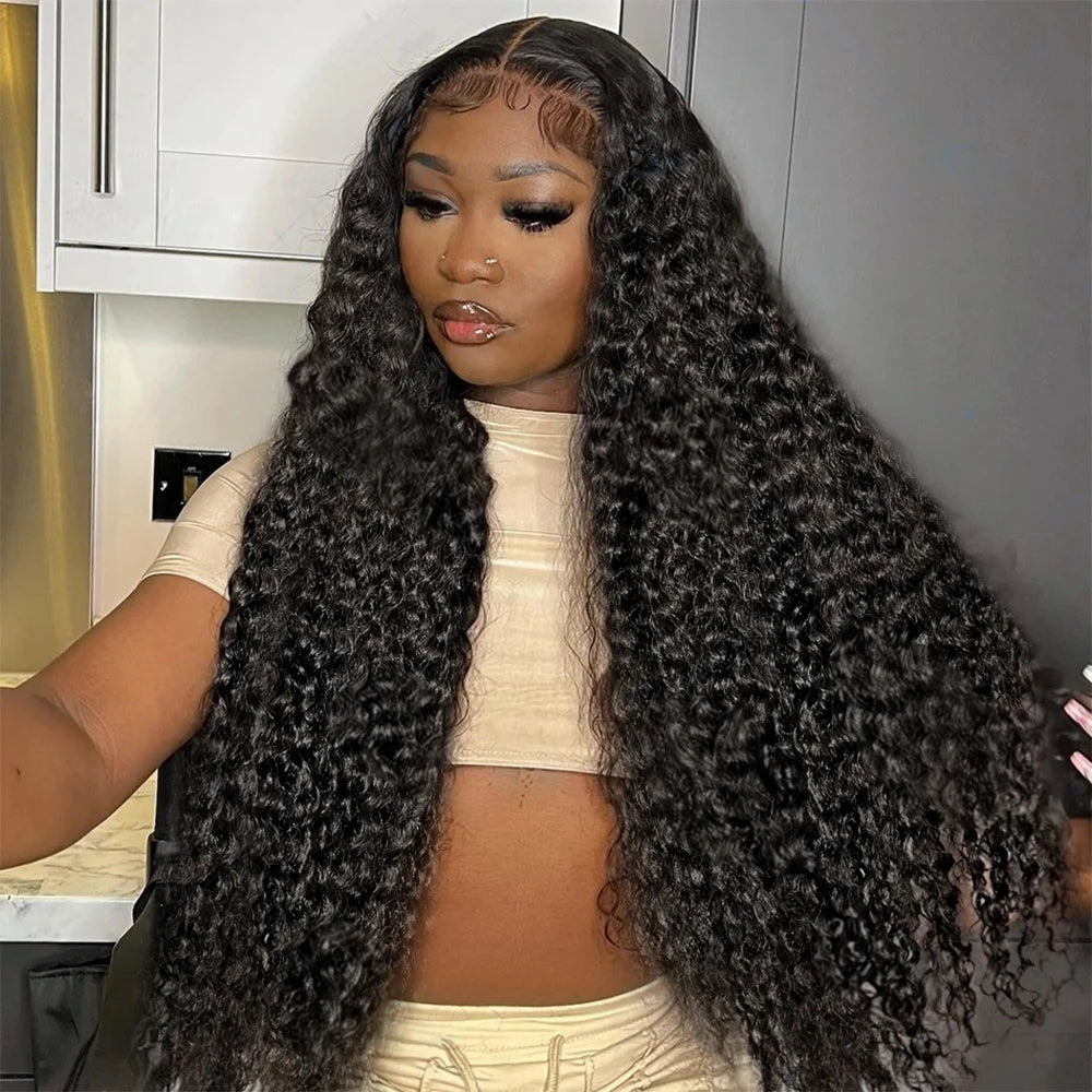 300% High Density Loose Deep Wave 40 46 50 Inch 13x6 13x4 HD Lace Frontal Human Hair Wig Brazilian 360 Full Curly Wigs For Women