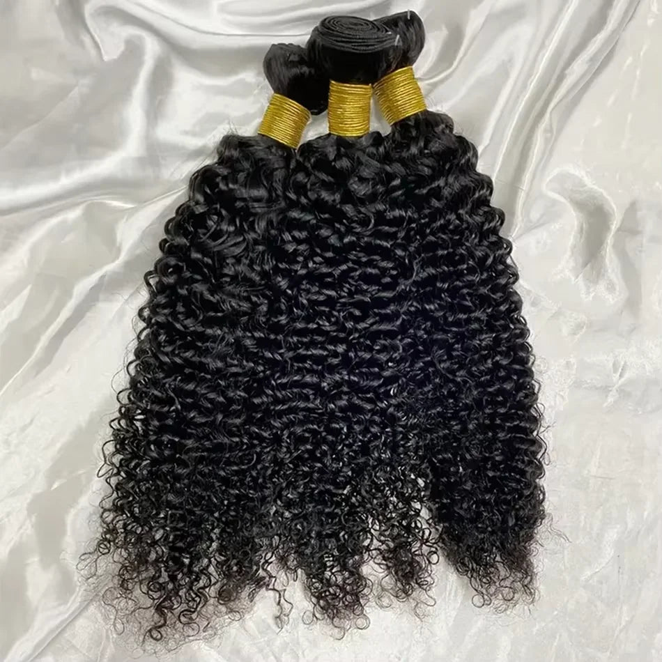 Kinky Curly Bundles Human Hair 28 30 Inches 2 3 4 Bundles Unprocessed Virgin Burmese Afro Curly Bundles 4c Curls Humn Hair Double Weft Hair Extension