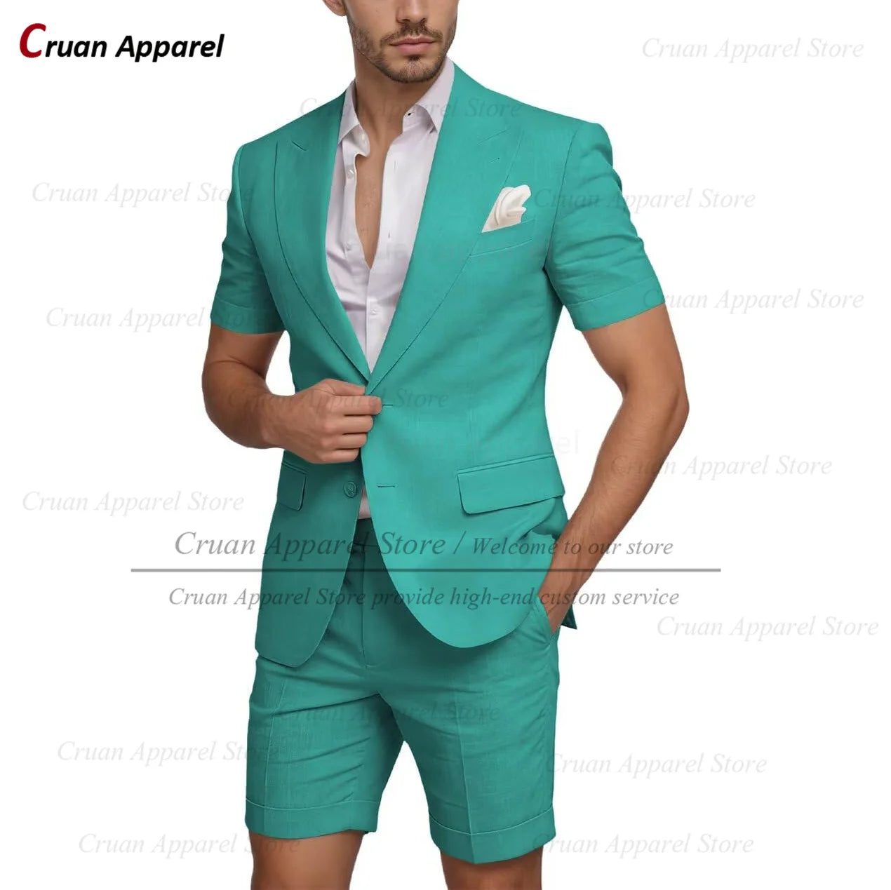 Beach Linen Men Suit Shorts Slim Fit Formal Best Man Groom Wedding Dress Tuxedo Casual Short Sleeve Blazer Pants 2 Pieces 2026