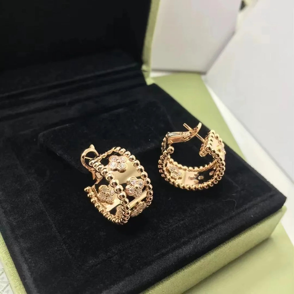 Hot selling classic s925 sterling silver kaleidoscope women's earrings, luxurious and elegant temperament, party luxury jewelry