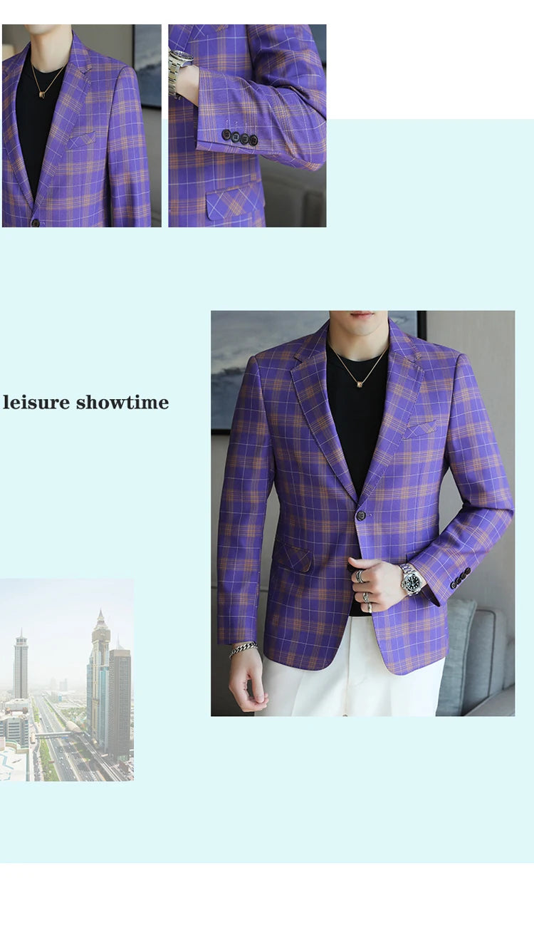 2024 New High-end Men's Two-button Suit Fashion Matching Handsome Casual Dating Slim Suit Single West Coat  Gucci Blazer Men