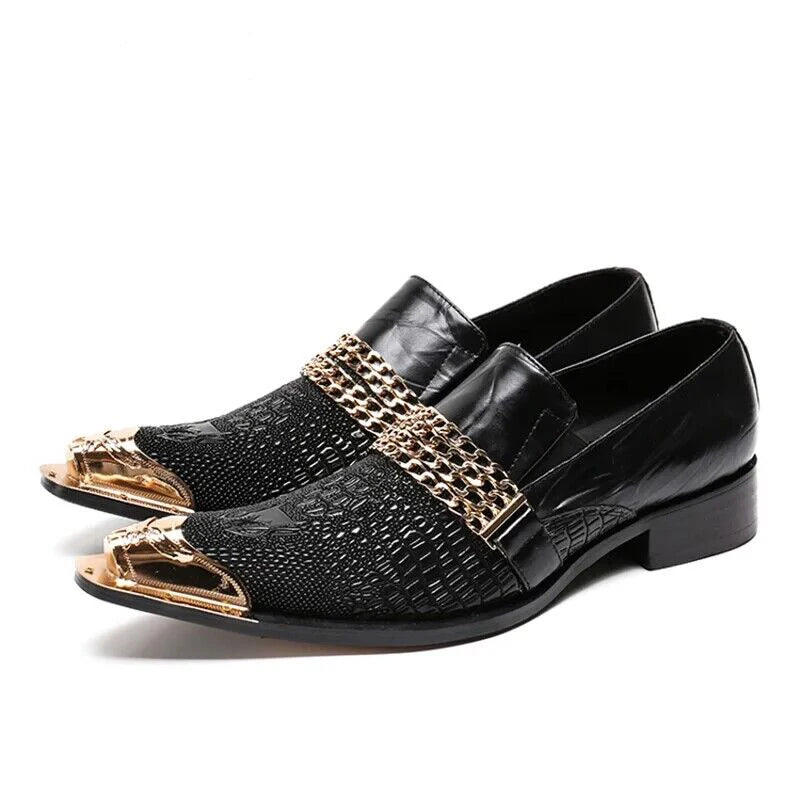 Neu eingetroffen: rote spitze Herren-Lederschuhe aus echtem Leder mit Metallspitze und Kristall, handgemacht, modische Friseurschuhe