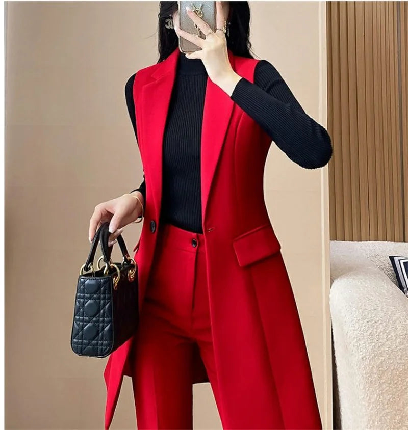 2024 New High-end Female Professional Suit Fashion Elegant Lady Sleeveless Vests Spring Autumn Women's Blazer Vest