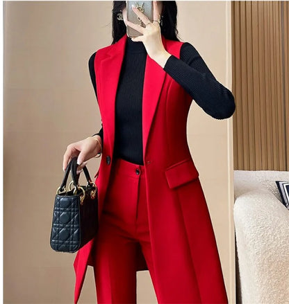 New High-end Female Professional Suit Fashion Elegant Lady Sleeveless Vests Spring Autumn Women's Blazer Vest
