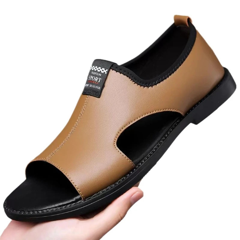 Roman Sandals Summer new Men's Shoes Casual anti-skid driving leather shoes Breathable trendy soft soled Male sandals Homme