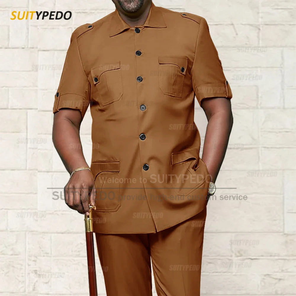 Custom Men Suit Sets For Formal Party Africa Style Male Good Quality Blazer Pants 2 Pieces Business Meeting Slim Fit Costumes