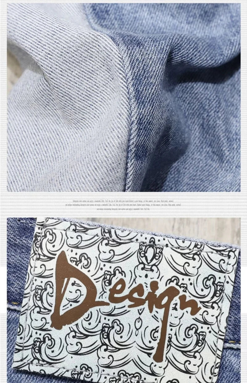 2025 Mens Distressed Denim Shorts Summer Washed Ripped Patchwork Paint Splatter Slim Fit Five Inch Jeans Y2K Vintage Hip Hop Fas