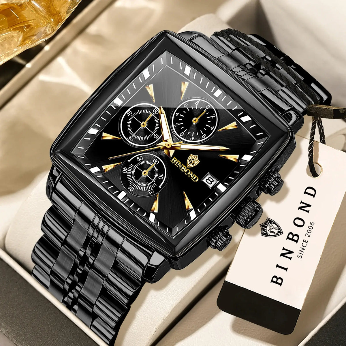 BINBOND Luxus-Quarzuhren für Herren mit automatischem Datum, Chronograph, leuchtend, wasserdicht, Herrenuhr, Business, Sport, Mode, Freizeit, Reloj