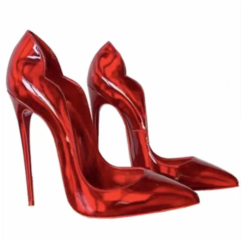 Black sexy high heels for women  new high-end super high heels 12cm pointed versatile professional red sole single shoes
