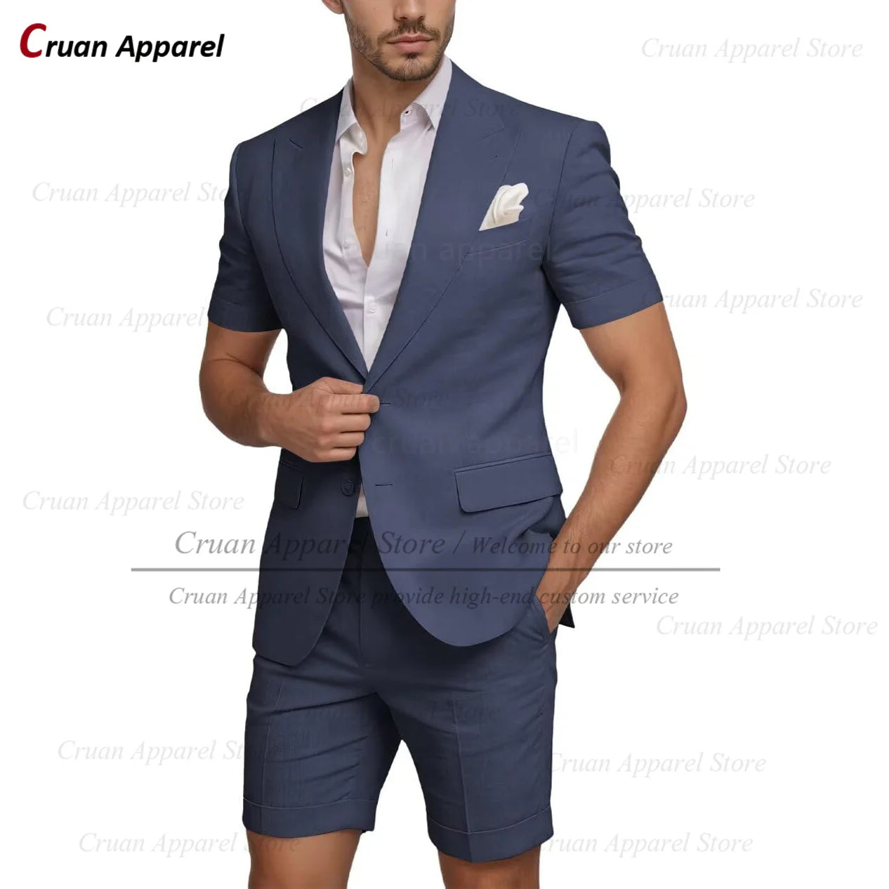 Beach Linen Men Suit Shorts Slim Fit Formal Best Man Groom Wedding Dress Tuxedo Casual Short Sleeve Blazer Pants 2 Pieces 2026