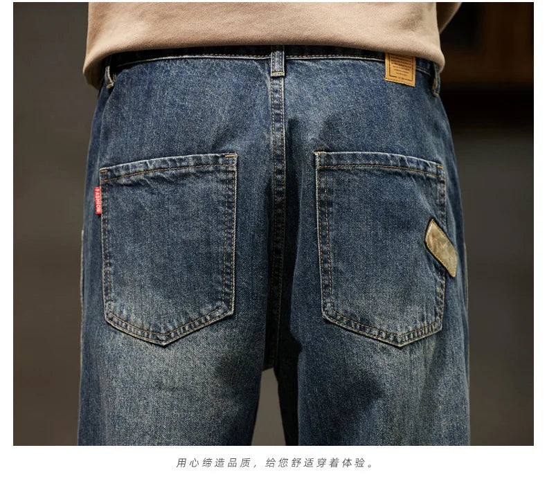 Autumn Winter New Vintage Loose Casual Straight Jeans Men Trend Fashion Harem Denim Pants All-match Trousers Y2K Male Clothes