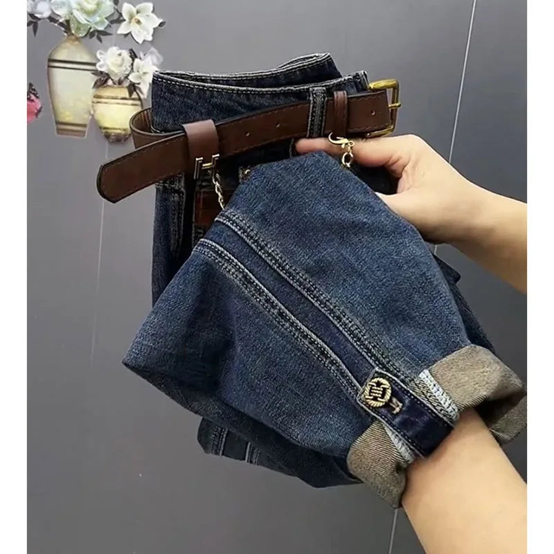 High Waist Casual Large Size 5XL Cowboy Ladies Pantalons Spring Summer Jeans Women Pants Fashion Straight Tube Female Trousers