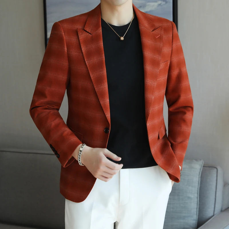 2024 New High-end Men's Two-button Suit Fashion Matching Handsome Casual Dating Slim Suit Single West Coat  Gucci Blazer Men