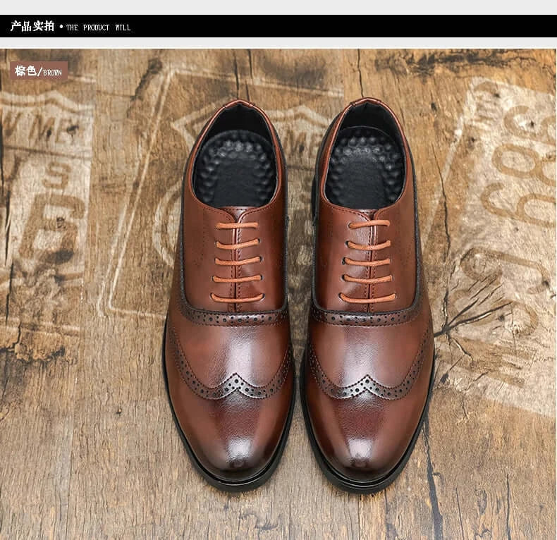 Herren Schwarze Brogue Oxford Schuhe Formelle Anzugschuhe für Business Hochzeit Rote Sohle Bequeme Schnürschuhe