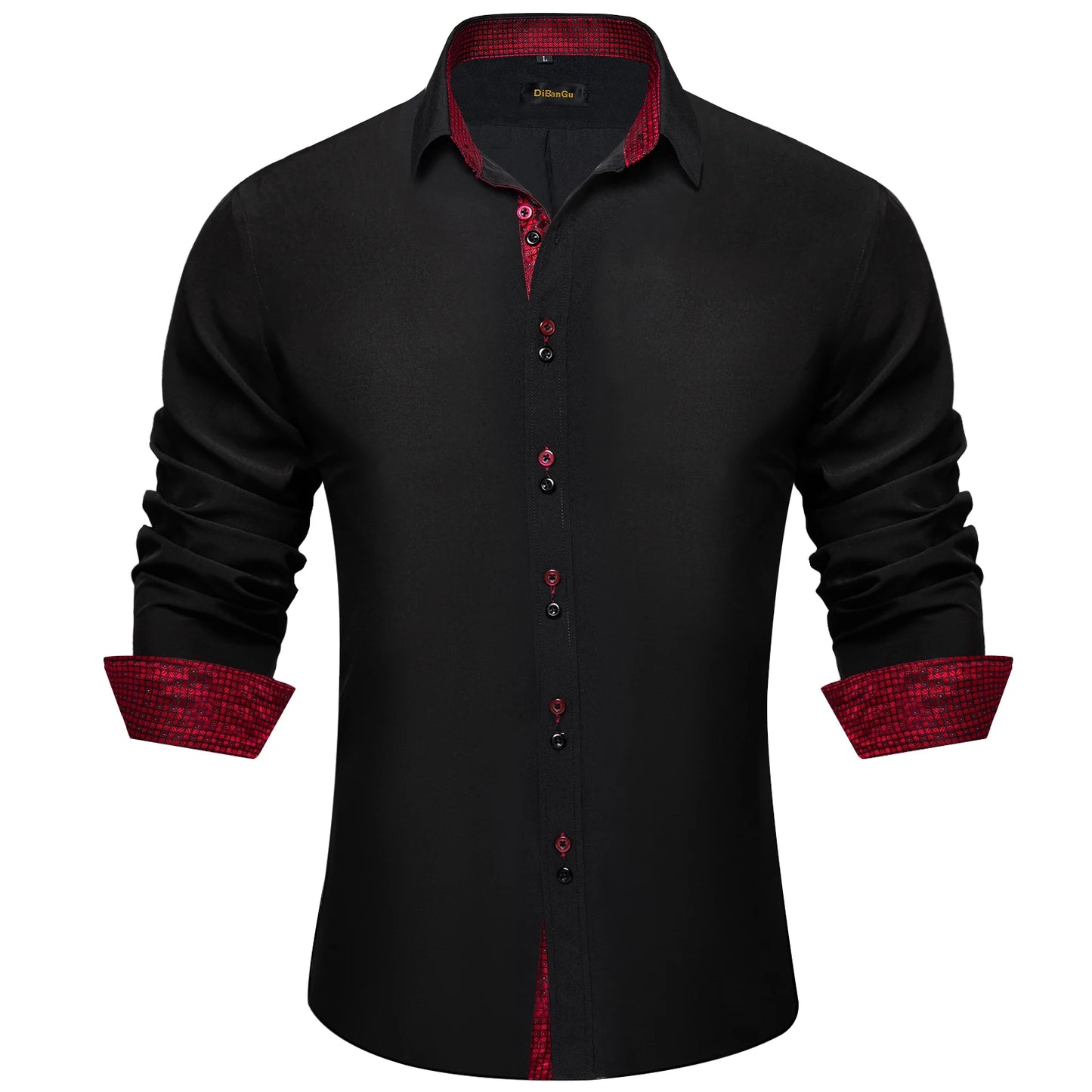 Men's Casual Long Sleeve Shirt with Inner Paisley Contrast Pattern Elegant Turn Down Collar Dress Shirt for Business Date Tops