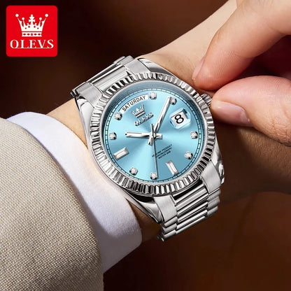 OLEVS 6736 Mens Watch High Quality Luxury Automatic Mechanical Wristwatch Waterproof Stainless Steel Watches Man