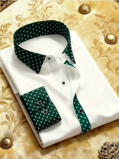 FGKKS Men's Shirt Brand New Arrival Patchwork Four Season Tuxedo Long Sleeve Smart Casual Elastic Male Business Shirts
