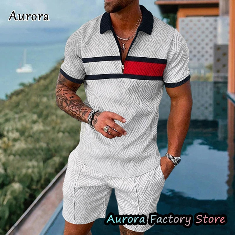 Luxury Men&#39;s Polo Set Summer Vintage Tracksuit Casual Stylish Outfit Male Polo Shirt Suit Hawaii Style Clothing New Streetwear