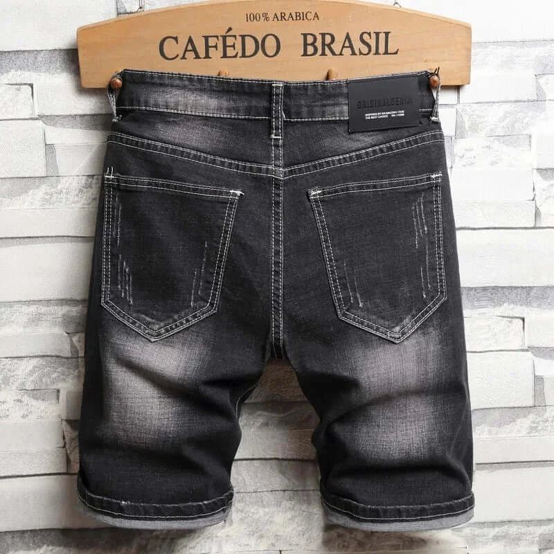 Hochwertige Herren-Loch-Denim-Shorts Sommer Neue Mode Freizeit Slim Fit Zerrissene Retro Kurze Jeans Herren Marken Klassische Hosen