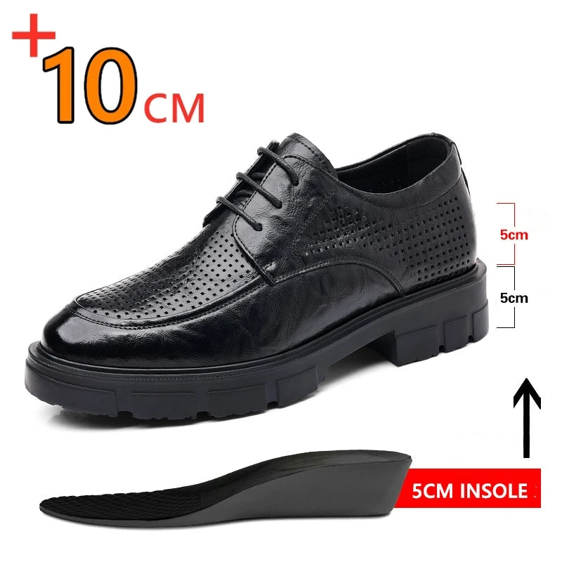 Men Dress Elevator Shoes Platform Breathable Lift Casual Business Luxury Genuine Leather Heightening Shoes 5/8/10CM Taller Male