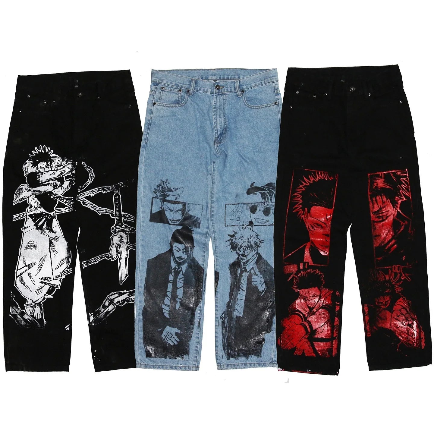 Harajuku Anime Print Wide Leg Baggy Jeans new Japanese Style Streetwear Y2k Jeans for Men Women High Waist Trouser Pants