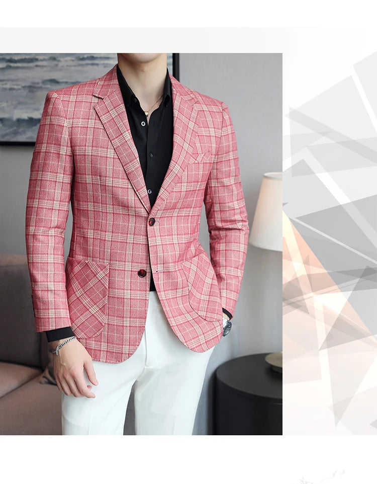 2024 New High-end Men's Two-button Suit Fashion Matching Handsome Casual Dating Slim Suit Single West Coat  Gucci Blazer Men