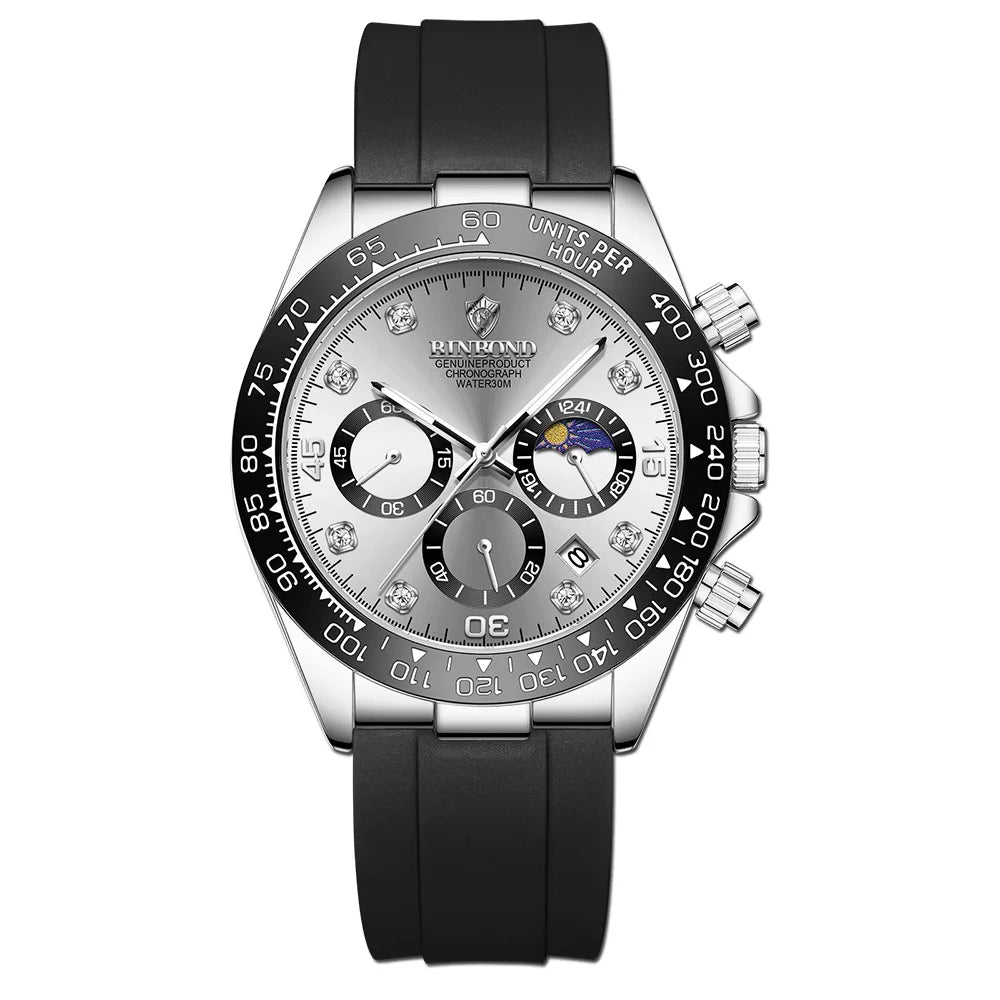 BINBOND Precise Chronograph Men's Watch Authentic Sports Quartz Watches For Men Luxury Luminous Waterproof Sturdy Casual Reloj
