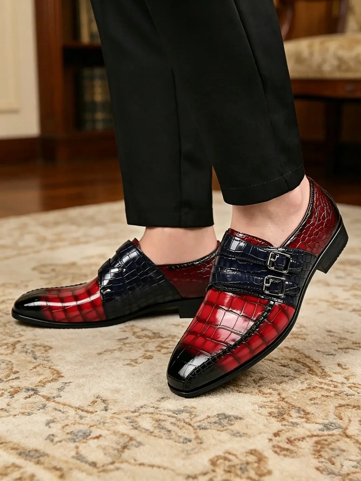 Luxus Herren Anzugschuhe Krokodilmaserung Leder Schuhe Herren Schnalle Freizeitschuhe Hochzeit Party Schuhe Hochwertige Business Herren