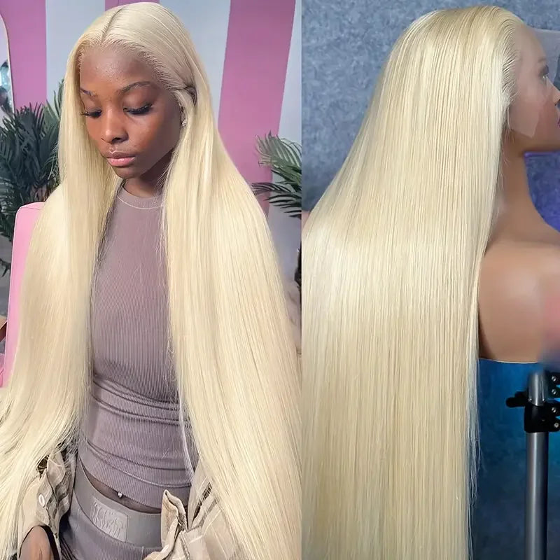 613 Colored Straight Human Hair 13x4 HD Blonde Lace Front Wigs 200 Density 13x6 Transparent Full Lace Frontal Wigs 44 46 Inches