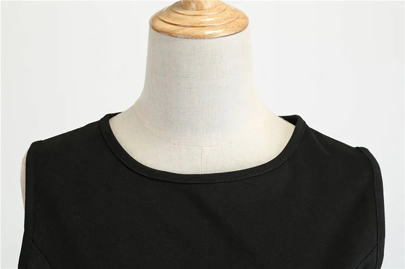 Black White Polka Dot Summer Dress Women Sleeveless Vintage 50s 60s Party Office Dresses