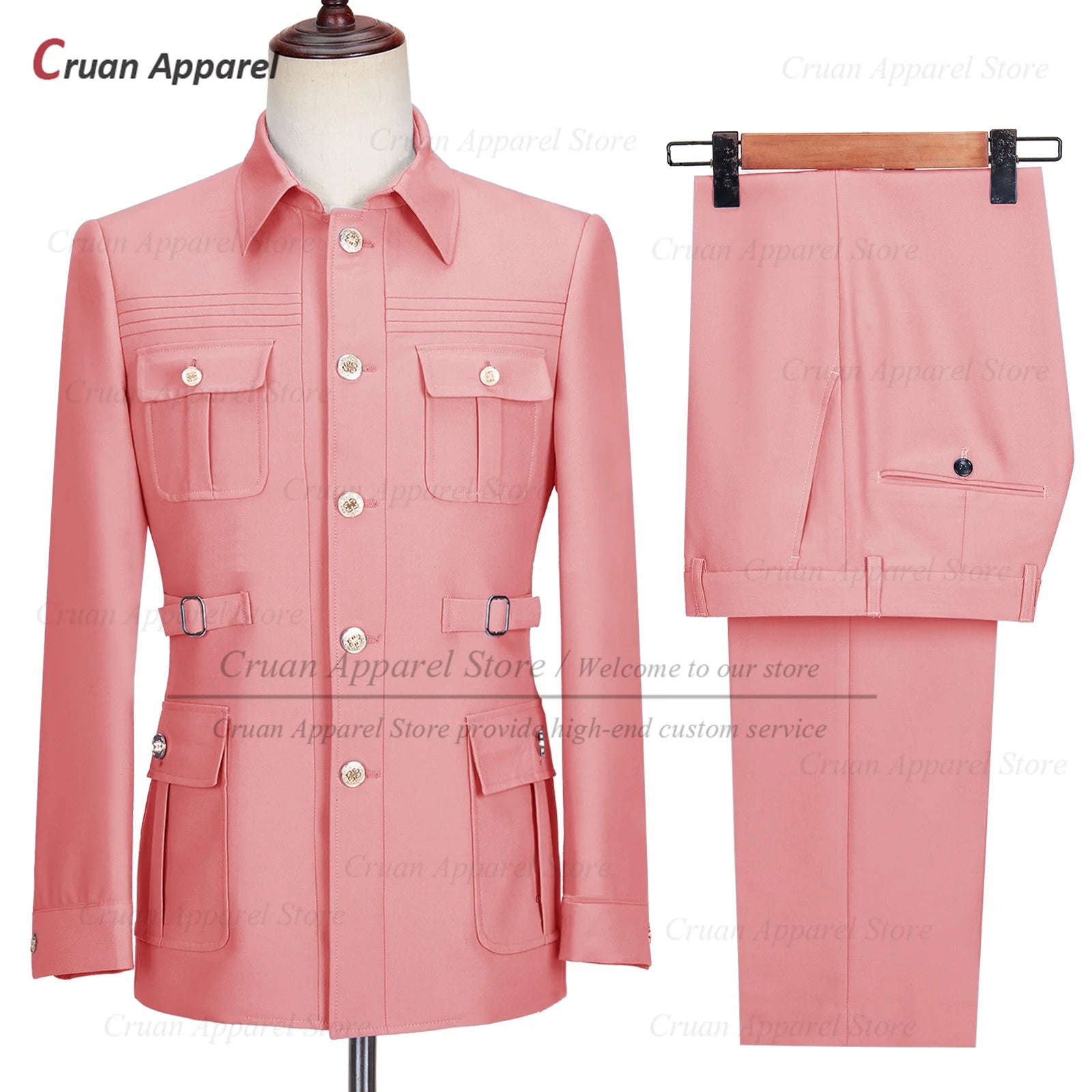Fashion Men Suit Sets Costumes Formal Chinese Tunic Suit Blazer Pants 2 Pieces Tailor-made Wedding Business Prom Slim Fit Tuxedo