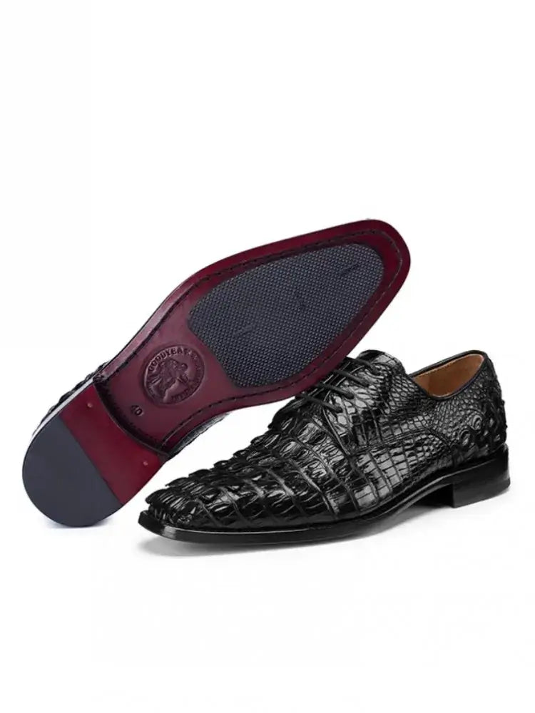 Business Casual Herren Krokodilhaut Echtes Leder Anzugschuhe Spitz Zehen Schnürsenkel Luxus Britischer Stil Herren Derby Schuhe Größe 45