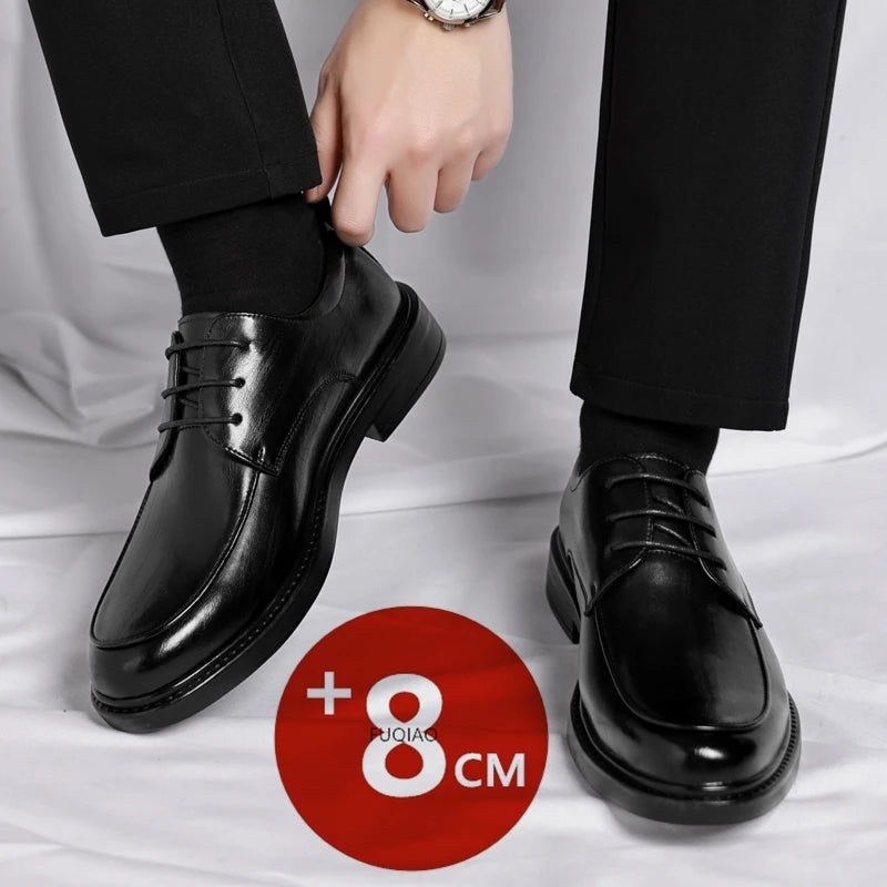 Herren Übergröße Aufzugsschuhe 3/6/8CM Höhenzunahme Formelle Büro Hochzeit Party Kleiderschuhe Erhöhte Schuhe Lässige Leder Oxfords