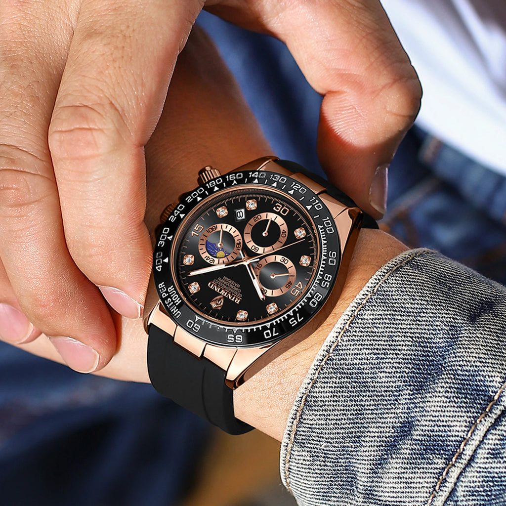 BINBOND Precise Chronograph Men's Watch Authentic Sports Quartz Watches For Men Luxury Luminous Waterproof Sturdy Casual Reloj