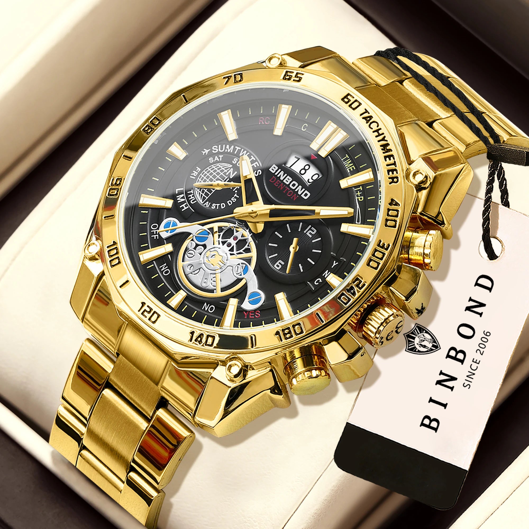 BINBOND Luxury Quartz Watches For Men Luminous Waterproof Auto Date Precise Durable Men's Watch Sports & Business Fashion Reloj