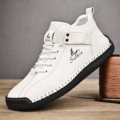 New  Handmade Leather Casual Men Shoes Design Sneakers Man Breathable Leather Shoes Men Ankle Boots Outdoor