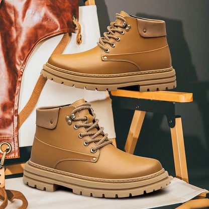 Man Elevator Oxford Chunky Shoes Men Chelsea Boots Leather Ankle Sneakers  Plus Size 37-48