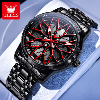 OLEVS Watches Man 3701 New High Quality Original Mens Luck Flywheel Quartz Watch 30M Waterproof Sports Watches For Men Reloj
