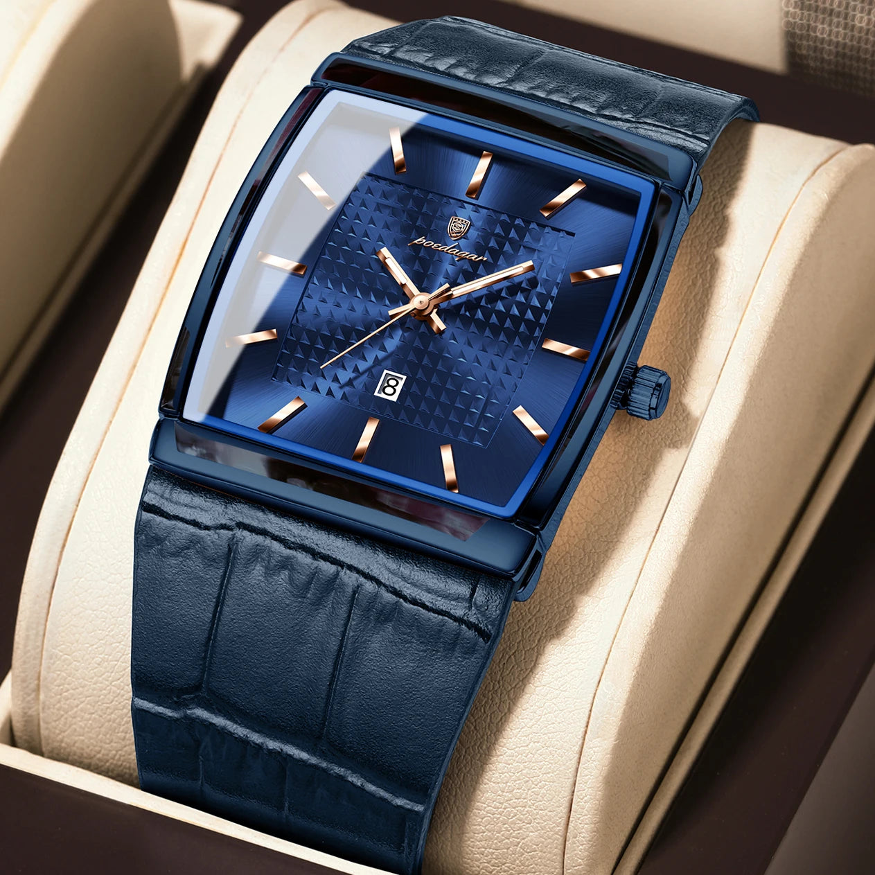 POEDAGAR Top High Quality Men Clock Date Waterproof Fashion Luminous Watch For Man Leather Luxury Men's Quartz Watches Reloj+Box