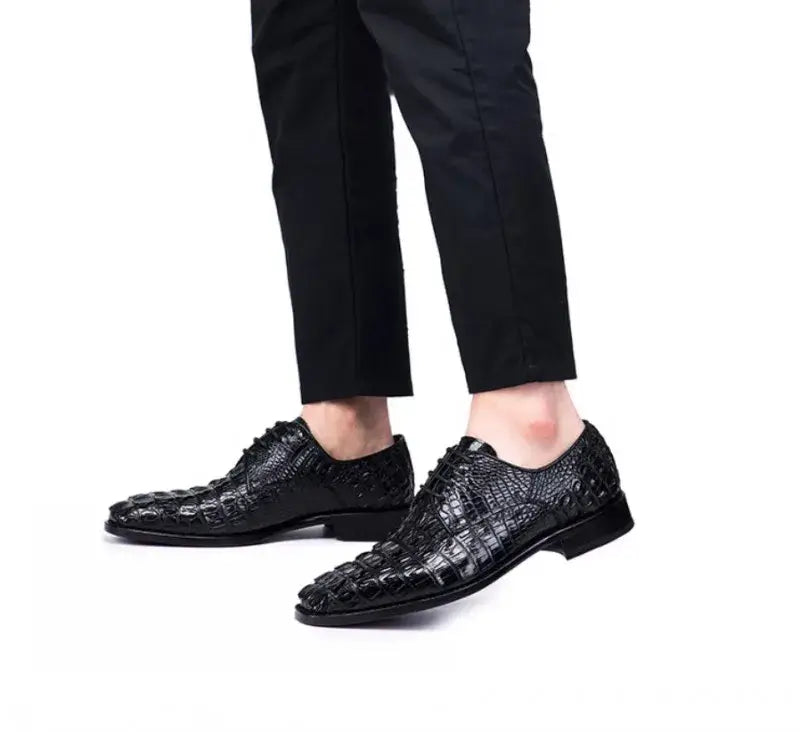 Business Casual Herren Krokodilhaut Echtes Leder Anzugschuhe Spitz Zehen Schnürsenkel Luxus Britischer Stil Herren Derby Schuhe Größe 45